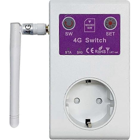 Intelligente 4G-GSM-SMS-Steckdose mit Fernbedienung, Temperatursensor und Ein-/Ausschalter, 16-A-Geräterelais (EU) (1/5)