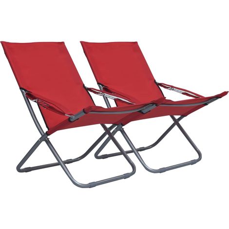 Klappbare Strandstühle 2 Stk. Stoff Rot