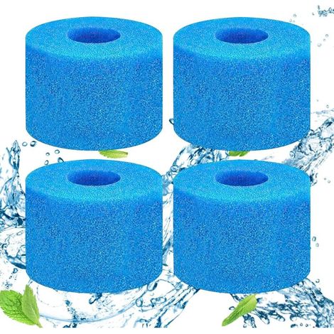 Set mit 4 wiederverwendbaren und waschbaren S1-Schaumstofffiltern für Whirlpools und Pools. Effektive Filtration für sauberes und klares Wasser.