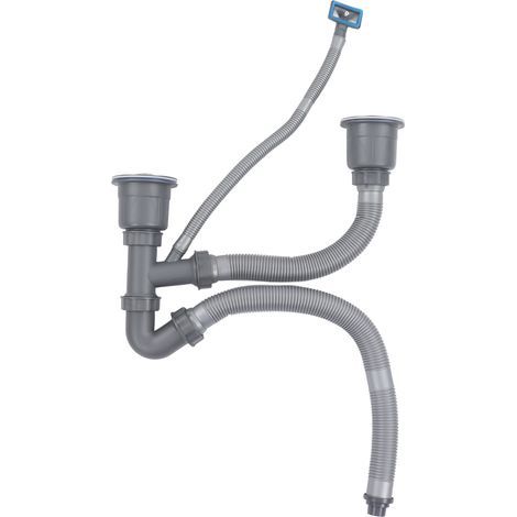 SUNXURY Kit de vidange à Double tuyau pour évier de cuisine, vidange rapide, extensible, plusieurs déodorants, Kit de vidange universel pour évier de cuisine (1/5)