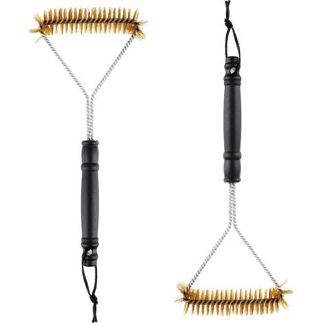 Set mit 2 Grillrost-Reinigungsbürsten aus Messing, für Gas-, Holzkohle- und Gusseisengrills (1/5)