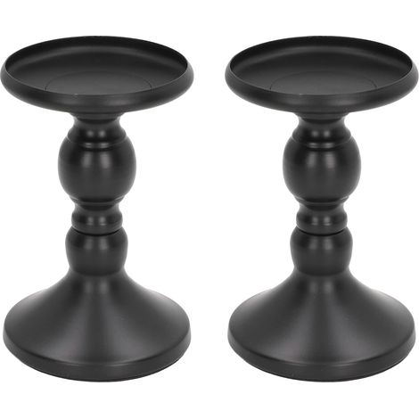 Candle Holder - Black Matte Geometric Pillar Candle Pedestal - For Weddings And Home Decor - Set Of 1 (1/5)