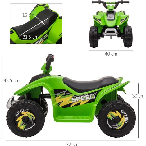 Moto électrique pour enfants avec quad, batterie rechargeable 6V, marche avant et marche arrière, 72x40x45,5 cm, verte (1/5)