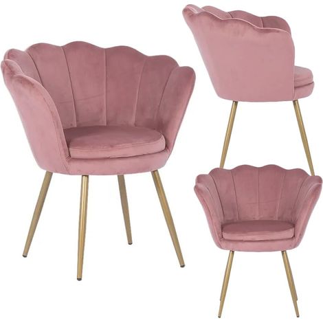 Muschelsessel - Sessel - 58x51x88 cm - Samt - rosa, gold