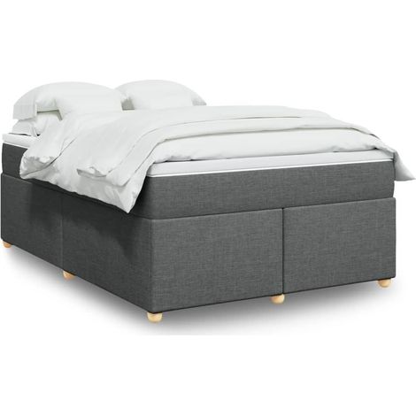 Boxspringbett mit Matratze Dunkelgrau 140x200 cm Stoff