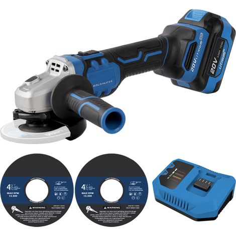 Beyamis Meuleuse d'angle sans fil 114 mm - Moteur 4 pôles, disques inclus pour coupe et meulage (1/5)