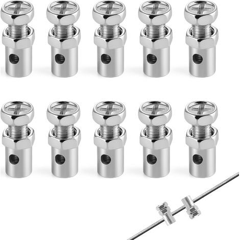 10 x Copper Cable Clamps, Steel Cable Clamps, 2.5 mm Hole Universal Cable Clamps, Suitable for Motorcycle Scooter Garden Tractor Parts, Silver (1/5)