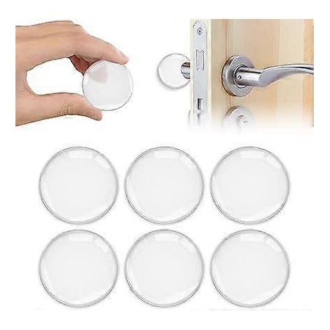 Butée de porte murale, lot de 6 butées de porte adhésives transparentes en silicone avec butée puissante pour portes de placard, cuisine, salle de bain, bureau (1/4)
