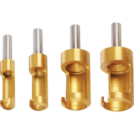 Dapetz ® 4 Pcs Wood Plug Cutter Set, Standard Wood Dowel Holes Plugs Cutters, Titanium Coated Tapered Shank Drill Bits Set, Cork Drill Hole Saw Tool HSS Tenon Drill Bits Cutter - 6mm/10mm/13mm/16mm (1/5)