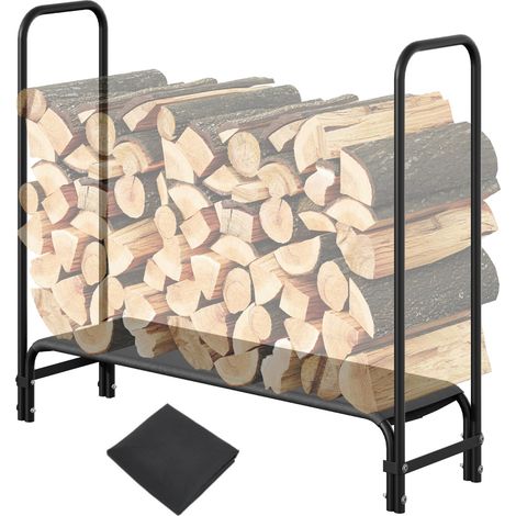 Porte-bois métal GarveeTech 120 cm étagère rangement bois pour jardin et terrasse extérieure (1/5)