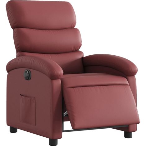 vidaXL Poltrona Reclinabile Elettrica Rosso Vino in Similpelle (1/5)