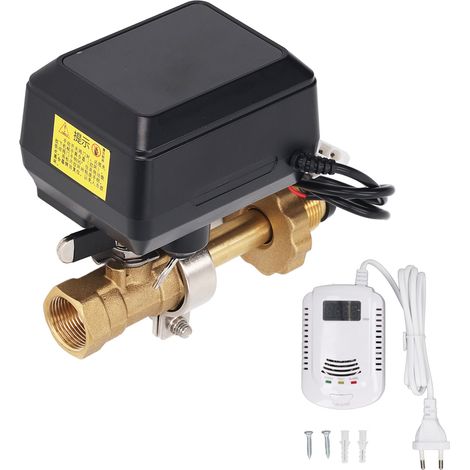 Vanne électrique automatique anti-interférence, contrôleur à bille avec détecteur de gaz, 90-240V AC, prise UE (1/5)