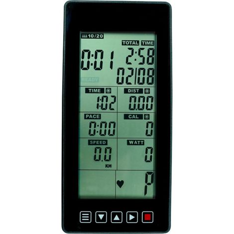 Moniteur de vélo d'appartement, compteur de vitesse, suivi de la fréquence cardiaque avec temps, distance, calories, équipement cardio, compteur de calories et de distance (1/4)