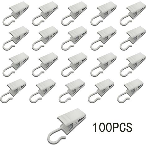 100 Stück Vorhangklammern aus Metall, leicht, zum Aufhängen, Party-Dekoration, Zubehör (weiß)