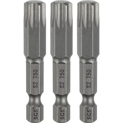 Embout Tournevis T50 Torx Tige Hexagonale 1/4" L2" (50mm) 3pcs (1/5)