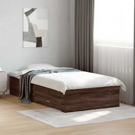 Cama con cajones madera de ingeniería marrón roble 75x190 cm (1/5)