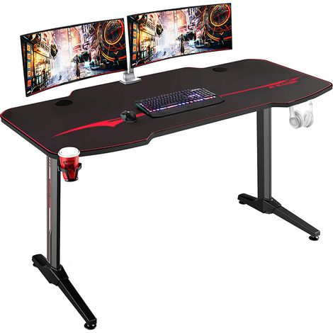 Devoko Gaming Tisch Bureau Gaiming Bureau Gamer Informatique Table PC,160 cm Noir (1/5)