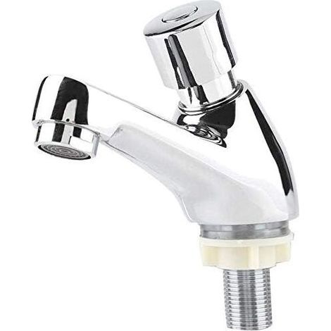 Ulisem Robinet Poussoir Temporisé, G1/2 Robinet Poussoir Eau Froide Robinets de Lavabo pour Salle de Bain Robinet Salle Bain Robinet Lave Main Eau Froide pour la Salle de Bain et la Cuisine (1/4)
