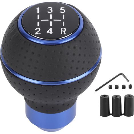 Eosnow 5-Gang-Shaltknauf-Stick, Aluminiumlegierung und Leder, manuelle Automobilzubehr, Blau (1/4)