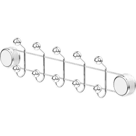 Porte-manteau mural en ABS, double cintre réglable, crochets à ventouses robustes, blanc, 5 crochets, pour chambre, salle de bain, cuisine (1/5)