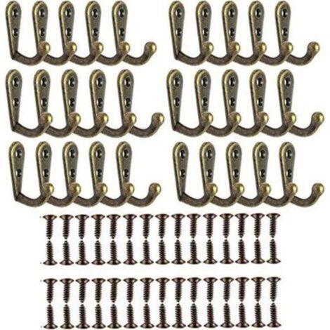 (Cuivre) 30 pcs Crochets Vintage, Crochet Rétro en Alliage de Zinc Patere Vintage avec 60 Vis Décoration Ideal pour Gants de Toilette Salle de Bain (1/4)
