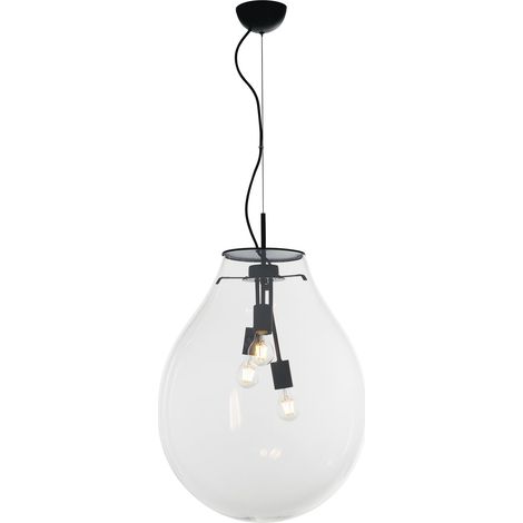 "Sospensione AZUMA in vetro trasparente con struttura in metallo nero 48 cm." (1/3)