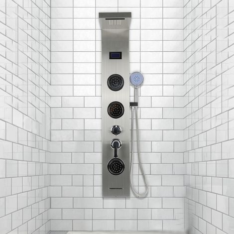 LED Panneau Colonne Douche Multimode Massage Système avec Écran LCD Hauteur 124 cm (1/5)