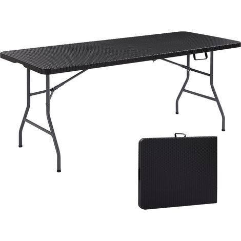 AREBOS Mesa Plegable Mesa de Buffet Mesa de Ratán Look Mesa de Jardín 182 cm (1/5)