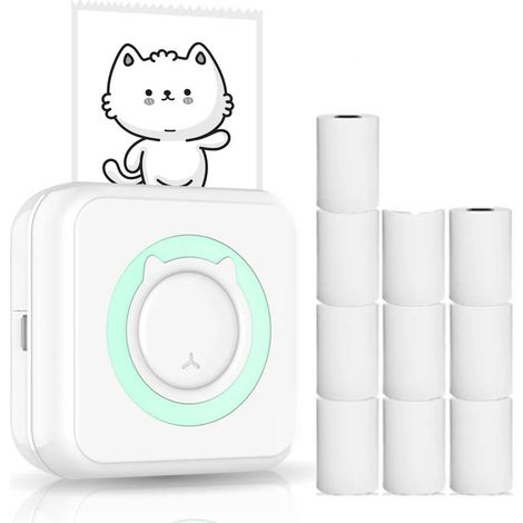 Mini stampante termica multifunzione, stampante fotografica Bluetooth per smartphone, stampante istantanea wireless, 11 rotoli di carta termica, compatibile con iOS e Android. (1/5)