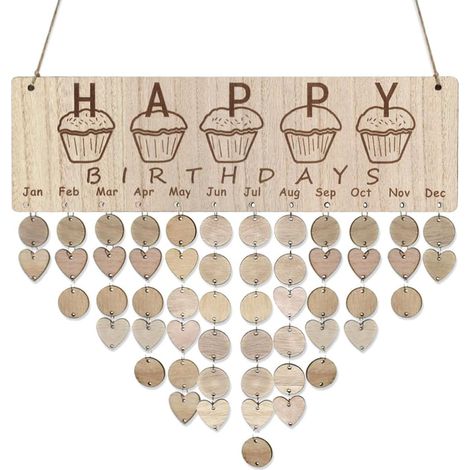 Calendrier Mural en Bois Style Nordique Rappel D'anniversaire, Facile à Assembler, Décoration Murale Beige Maison (1/5)