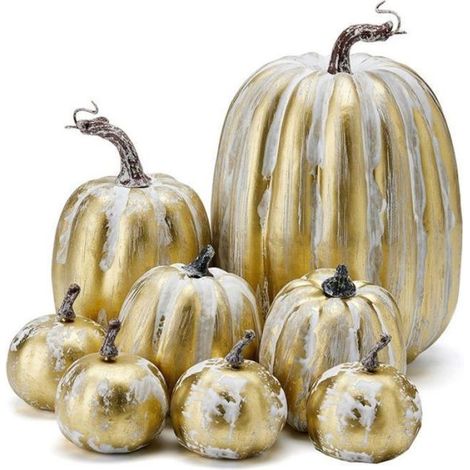 8 PièCes Assorties de Citrouilles Artificielles D'Automne Citrouilles Blanches BrosséEs en Or Citrouilles DéCoratives Citrouilles (1/5)