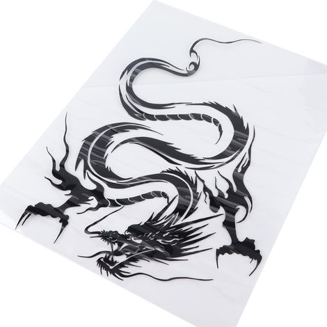 Autocollant Capot Moteur Voiture 50x36cm Imperméable Noir Universel Décor Tatouage Dragon pour Nissan (1/5)