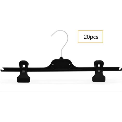 20pcs, Noir Cintres pour Pantalons Cintres avec Pinces Cintres Jupes 36cm Clip Cintres pour Jupes Pantalons