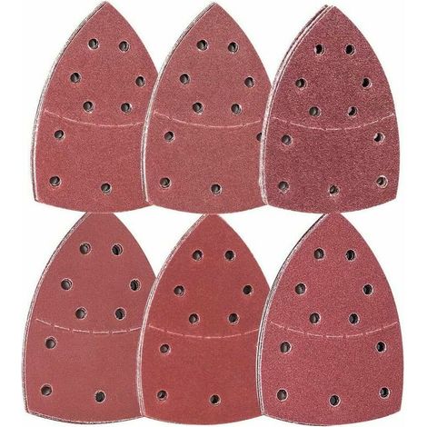 72 piezas Hojas de lija Triangular Delta, 105 x 152 mm, (12 x grano 40/60/80/120/180/240 cada una), Para lijadora multifunción,