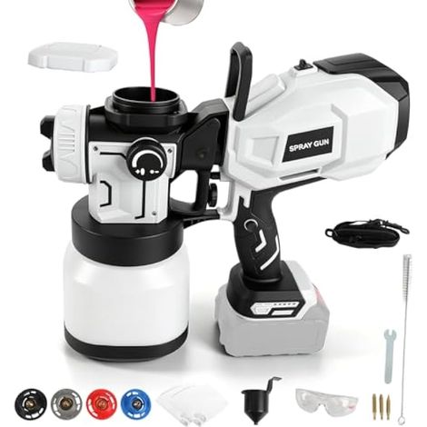 Pulvérisateur de peinture sans fil pour Makita 18 V, pistolet à peinture électrique HVLP avec 4 buses, 3 motifs, réservoir de 1200 ml pour meubles de maison, clôture, terrasse, peinture (sans batterie (1/5)