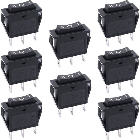 Interruptor de palanca SPDT de 3 posiciones, ENCENDIDO/APAGADO/ENCENDIDO, 15 A, 250 V, 20 A, 125 V CA, 8 unidades, para coche, camión, barco, electrodomésticos, KCD3-103-BK