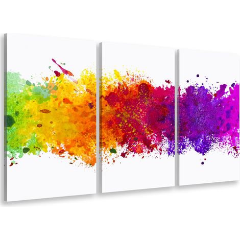 Tableau triptyque abstrait watercolor splash - 90x60 cm (1/5)