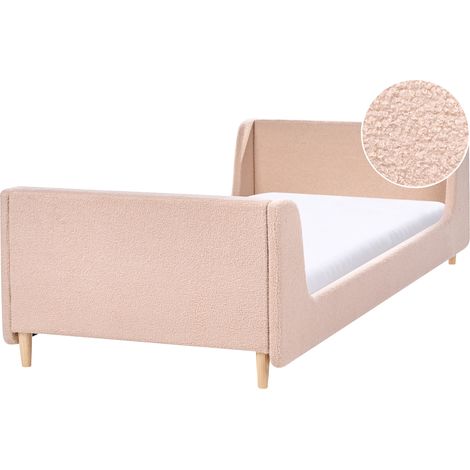 Cama con somier moderna 90 x 200 cm tapizado de bouclé infantil somier de láminas beige Laye (1/5)