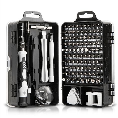 115 en 1 Tournevis électronique de précision avec étui portable compatible avec ordinateur, téléphone portable, PC, iPhone, etc. Noir (1/5)