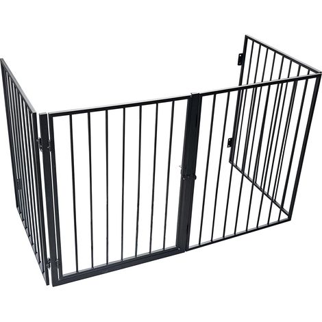Werka Pro – Barrière de protection en métal 4 panneaux 240 cm – Acier robuste – Panneau avec porte d'accès – Fixation murale pour stabilité accrue