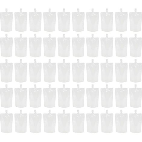 50 flasques transparentes pour boissons, pochettes à alcool sur pied, sacs à boissons portables en plastique (300 ml)-17.00X11.00X6.00CM