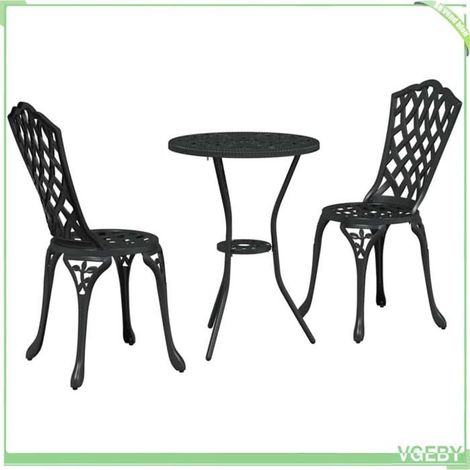 Ensemble bistro de jardin 3 pcs - FAFEICY - 42002391 - Noir - Aluminium - Design moderne (1/5)