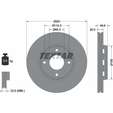 Lot de 2 Disques de frein Textar 92204400 MITSUBISHI 4544210312 4605A180