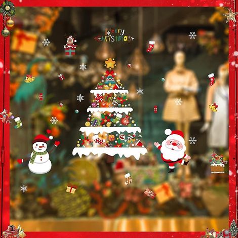 Autocollants pour fenêtre, décorations de Noël, autocollants décoratifs pour Noël, C (1/5)