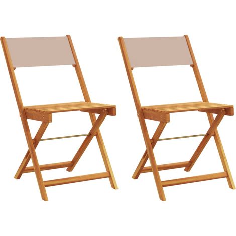 Chaises de bistrot lot de 2 Chaises d'extérieur taupe bois d'acacia massif et tissu (1/5)