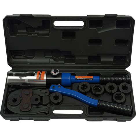 Professionelle Presszange (hydraulisch) V-Contour-Presswerkzeug (SC Contour) 12-15-18-22-28 HPZ-Presswerkzeugsatz mit um 180° schwenkbarem Kopf, für Rohre aus Kupfer, Kohlenstoffstahl und Edelstahl (1/5)