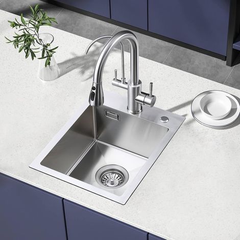 45x35cm Evier de Cuisine Acier Inox 304 Brossé, Lavabo Cuisine 1 Bac (1/5)