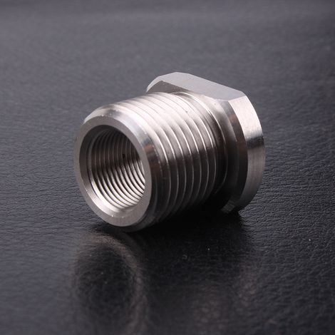 Car modification 1/2-28 to 3/4-16 stainless steel fuel filter adapter - Stainless steel silver (1/2-28 to 3/4-16) (1/4)