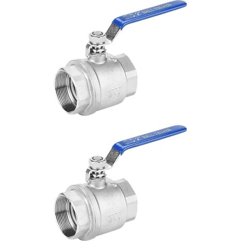 2 vannes à bille à filetage femelle 2 pouces, acier inoxydable 304, passage intégral, DN50 1000 WOG (1/5)
