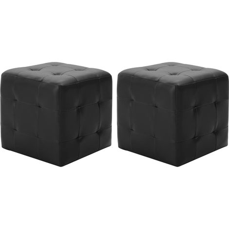Poufs 2 pcs Noir 30 x 30x30 Similicuir (1/5)